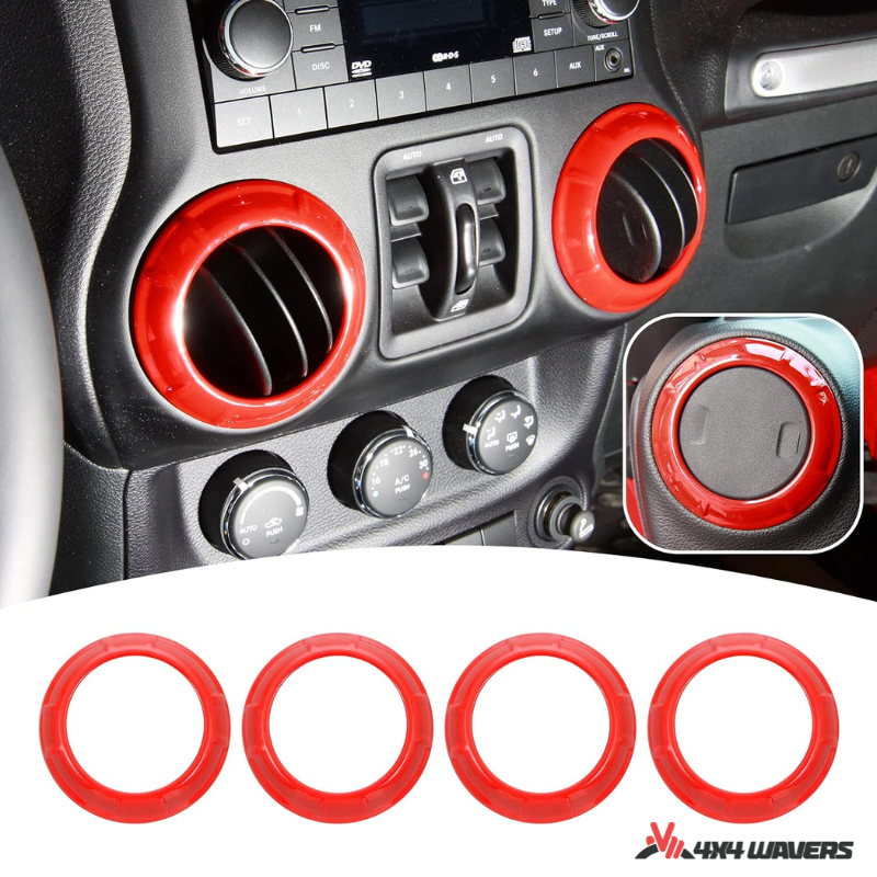 4x4wavers Dashboard Air Conditioner Vent Circle Ring Cover (Red) - 4X4 WAVERS