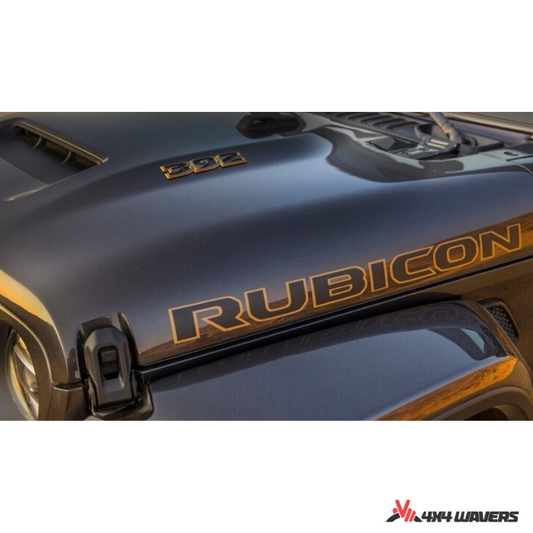 4x4wavers Rubicon Sticker Decal Decoration for Hood Sides - Yellow Color (2 Decals) - same position of Original Rubicon Decal - 4X4 WAVERS