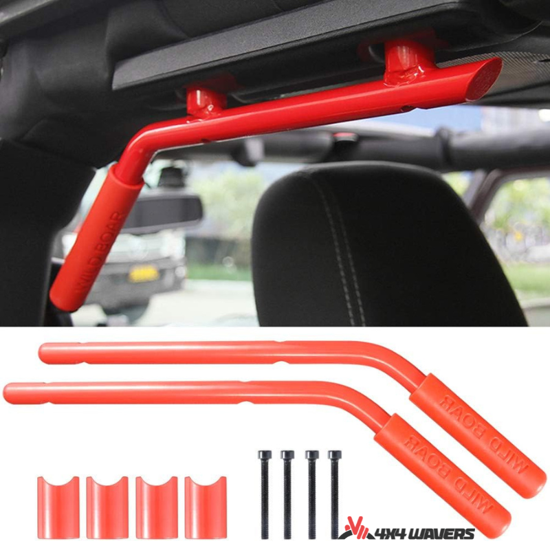 4x4wavers Metal Rear Grab Handle Kit (Red Color) - 4X4 WAVERS