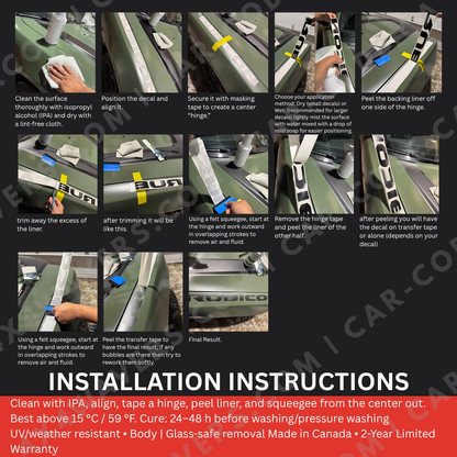 Kit d'autocollants 4x4wavers pour capot JK Étoile style 1941 – Autocollants en vinyle pour modèles Jeep Wrangler – Fabriqué au Canada