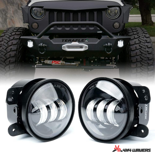 4x4wavers Grille Fog Premium LED Light, New JL Style - 4X4 WAVERS