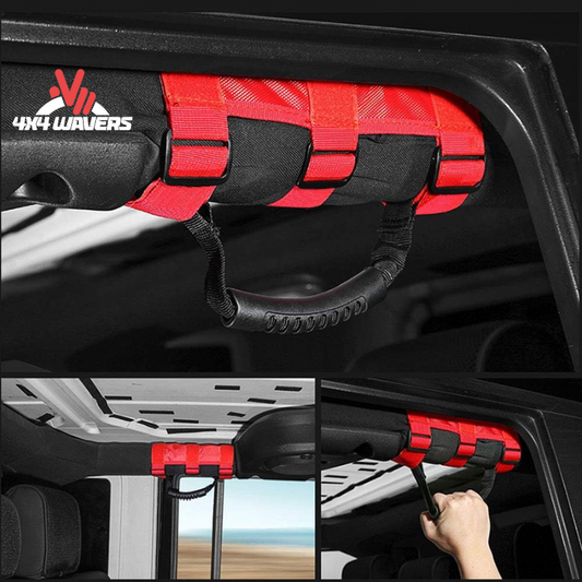 4x4wavers Canvas Roll Bar Handle (1 unit) Red - 4X4 WAVERS