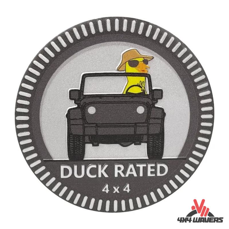 4x4wavers Offroad 4X4 Rated Aluminum Badge Decal, 4X4 3D Emblem - Jeeper Duck Rated Style Design - 4X4 WAVERS