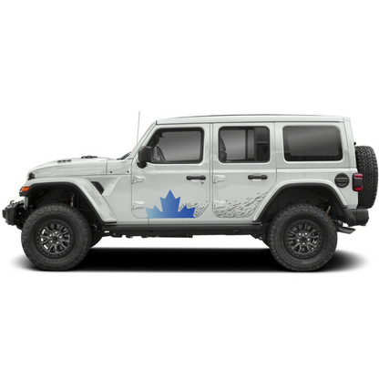 Maple Leaf Trail Splash Rocker Decal Kit – Wrangler JKU (2007–2018) / JLU (2018–2025) – Blue or Grey – Printed & Matte-Laminated 3M Vinyl
