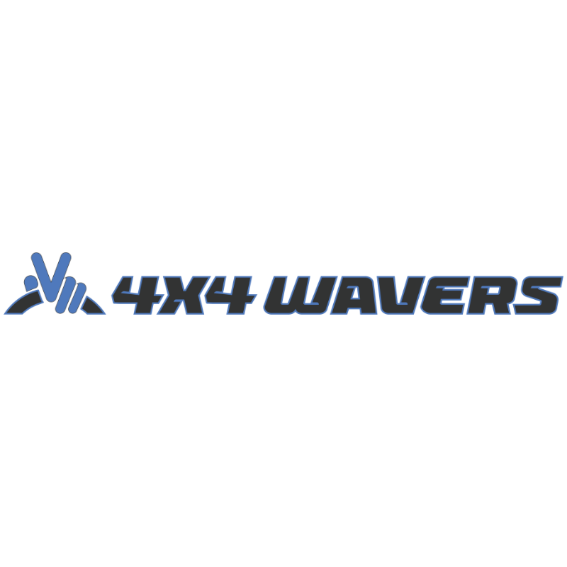 4x4wavers Official Logo Sticker Decal Decoration for Hood Sides (2 Decals) - Be a waver Style (Blue) - same position of Rubicon Decal - 4X4 WAVERS