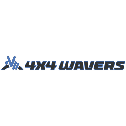 4x4wavers Official Logo Sticker Decal Decoration for Hood Sides (2 Decals) - Be a waver Style (Blue) - same position of Rubicon Decal - 4X4 WAVERS