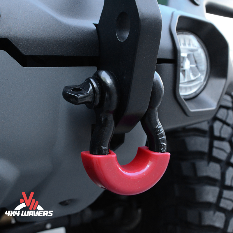 4x4wavers Bumper Hook D-Ring Shakle (Black with Red Cover) - 4X4 WAVERS