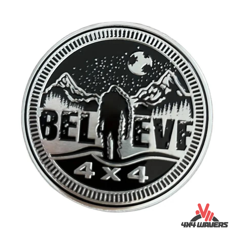 4x4wavers Offroad 4X4 Rated Aluminum Badge Decal, 4X4 3D Emblem - Believe Rated Style Design - 4X4 WAVERS