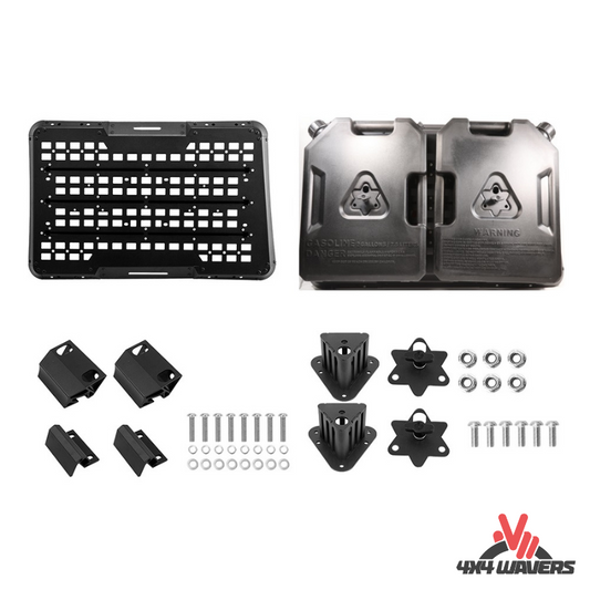 4x4wavers Rear Side Window Expansion Multifunction Panel Kit with 2 Gas Tank (Black Color) - 4X4 WAVERS