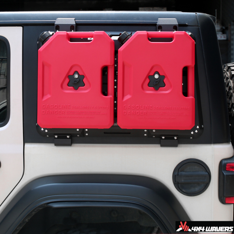 4x4wavers Rear Side Window Expansion Multifunction Panel Kit with 2 Gas Tank (Red Color) - 4X4 WAVERS