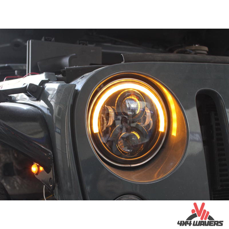 4x4wavers Headlights Premium LED Light Replacement, Half Moon Style - 4X4 WAVERS