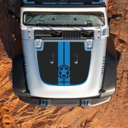 CARCODE Hood Decal/Sticker - Star Stripe Style Kit – for JL/JLU/JT/4XE Sahara Hood – Made in Canada - 4X4 WAVERS