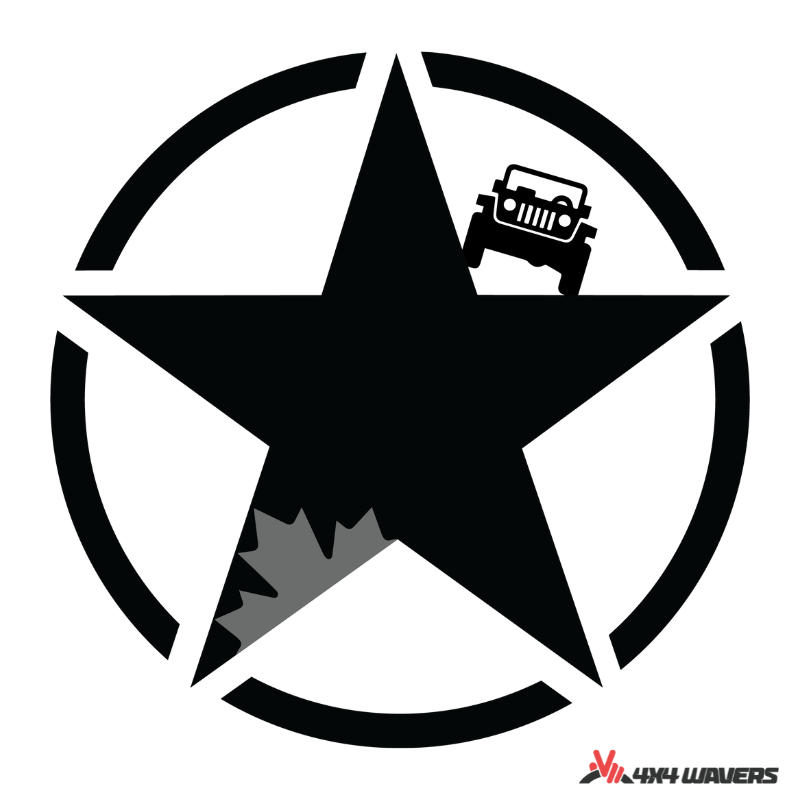 4x4wavers Canada Jeep Star Logo Sticker Decal Decoration for Side Door and Hood (2 Decals) - Offroad in Canada Style (Gray Canada on Black) - 4X4 WAVERS