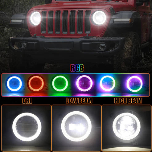 4X4Wavers RGB 9 inch Diamond Headlight - 4X4 WAVERS