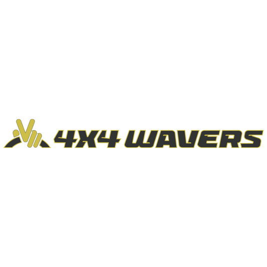 4x4wavers Official Logo Sticker Decal Decoration for Hood Sides (2 Decals) - Be a waver Style (Yellow) - same position of Rubicon Dec - 4X4 WAVERS