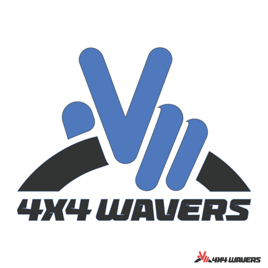 4x4wavers Official Logo Sticker Decal Decoration for Side Door and Hood (2 Decals) - Be a waver Style (Blue) - 4X4 WAVERS