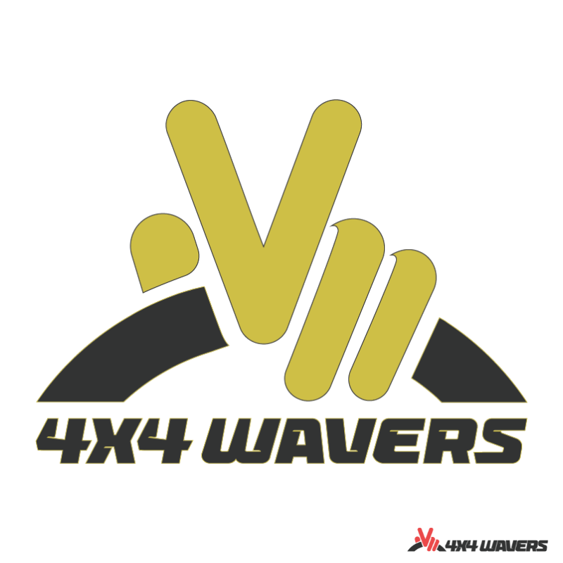 4x4wavers Official Logo Sticker Decal Decoration for Side Door and Hood (2 Decals) - Be a waver Style (Yellow) - 4X4 WAVERS