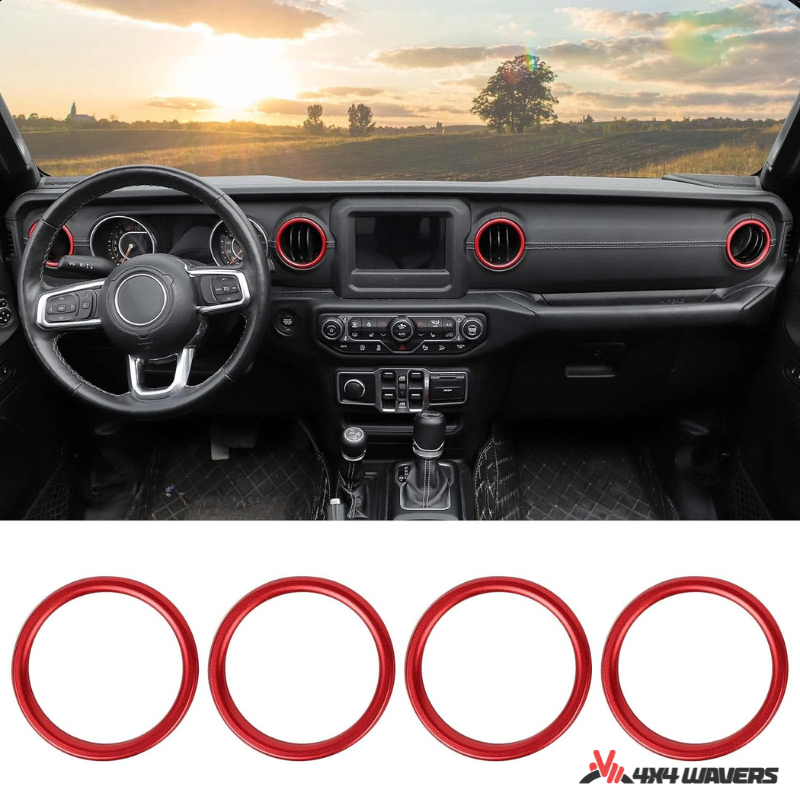 4x4wavers Dashboard Air Conditioner Vent Circle Ring Cover (Red) - 4X4 WAVERS