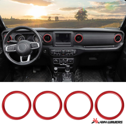 4x4wavers Dashboard Air Conditioner Vent Circle Ring Cover (Red) - 4X4 WAVERS