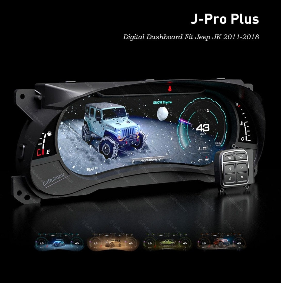 J-Pro Plus Carobotor Dash Cluster & K1 Radio with Accessories (2025 Gen 2) - Jeep Wrangler JK/JKU 2011-2018 - 4X4 WAVERS