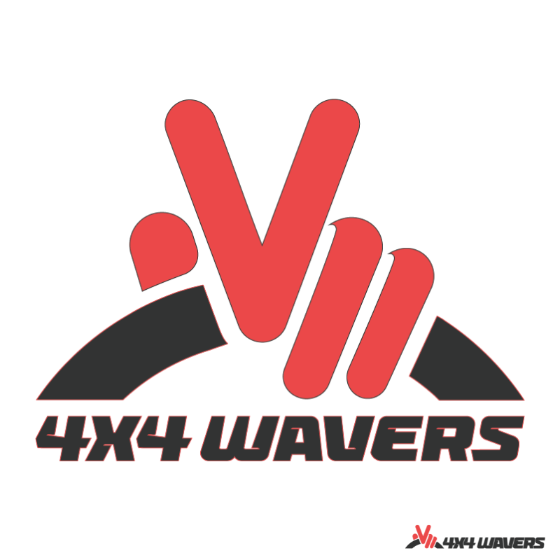 4x4wavers Official Logo Sticker Decal Decoration for Side Door and Hood (2 Decals) - Be a waver Style (Red) - 4X4 WAVERS