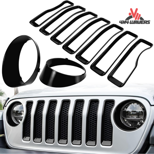 4x4wavers Grille Inserts and Headlight Trim Covers (Black) - 4X4 WAVERS