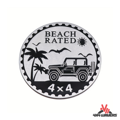 4x4wavers Offroad 4X4 Rated Aluminum Badge Decal, 4X4 3D Emblem - Beach Rated Style Design - 4X4 WAVERS