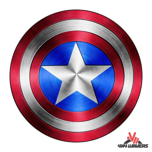 4x4wavers Offroad 4X4 Rated Aluminum Badge Decal, 4X4 3D Emblem - Captain America Shield Style Design - 4X4 WAVERS