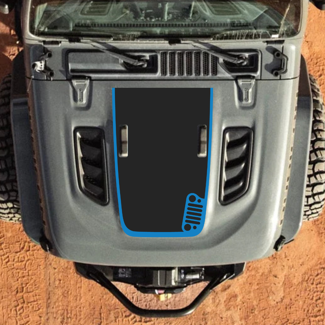 CARCODE Hood Decal/Sticker - Cj Style Kit – for JL/JLU/JT/4XE Rubicon Hood – Made in Canada - 4X4 WAVERS