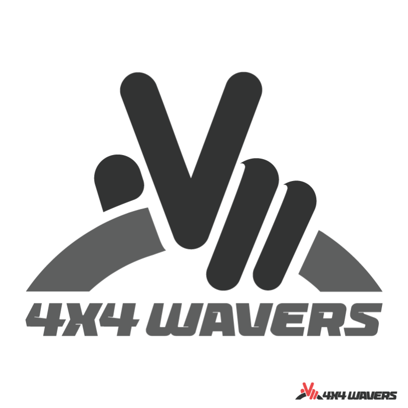 4x4wavers Official Logo Sticker Decal Decoration for Side Door and Hood (2 Decals) - Be a waver Style (Black) - 4X4 WAVERS