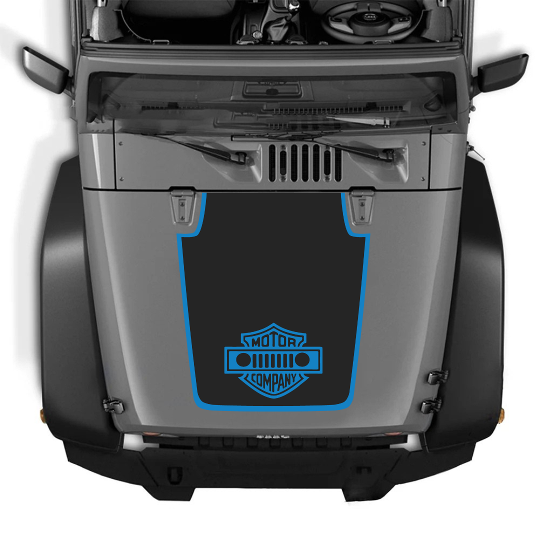 Kit d'autocollants 4x4wavers pour capot JK style MOTOR COMPANY – Autocollants en vinyle pour modèles Jeep Wrangler – Fabriqué au Canada