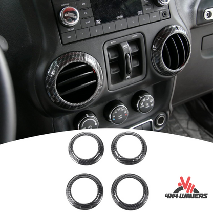 4x4wavers Dashboard Air Conditioner Vent Circle Ring Cover (Black Carbon Fiber Style) - 4X4 WAVERS