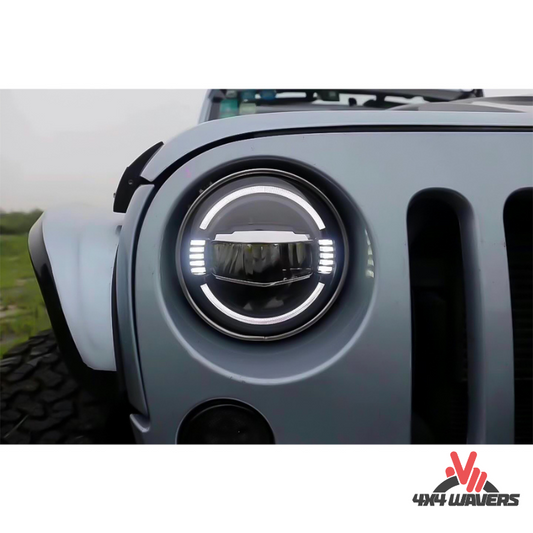 4x4wavers Headlights Premium LED Light Replacement, New JL Original Style - 4X4 WAVERS