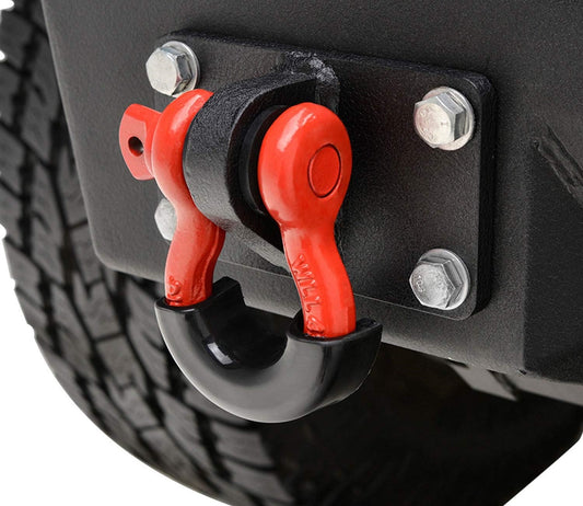 4x4wavers Red D-Ring Shackle with Black Cover(2pack) for all Jeep Wrangler