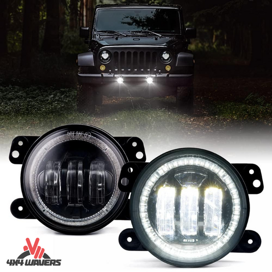 4x4wavers Grille Fog Premium LED Light, Angel Eyes Style - 4X4 WAVERS