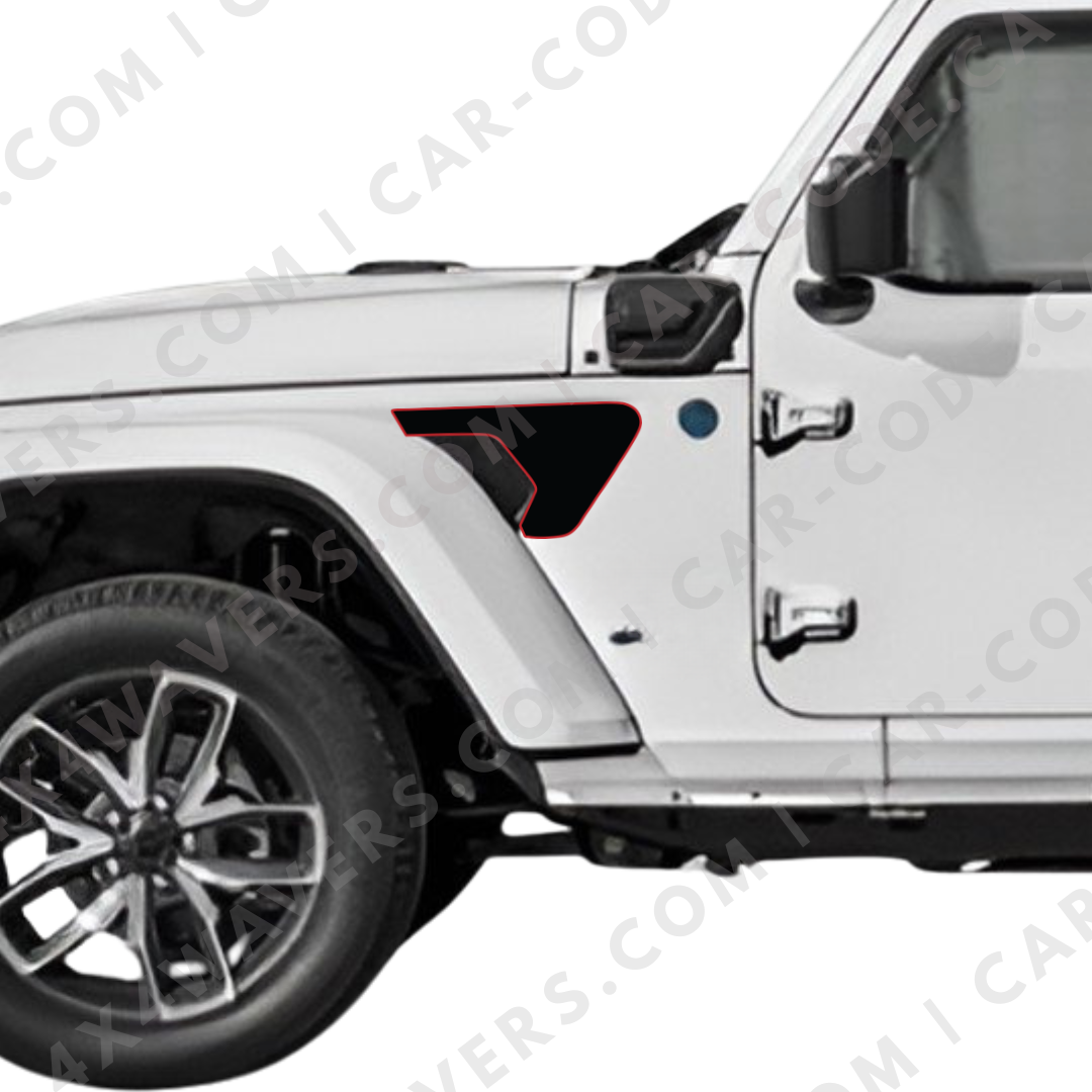 CARCODE Fender Insert Decal/Sticker - Plain Graphic Kit - For Jeep Wrangler/Gladiator JL/JLU/JT 2018+ - Premium Vinyl