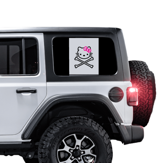 Rear Side Window Bow Cat Crossbones Flag – Cut Avery Vinyl – Wrangler jl/jlu/jk/jku/4xe – HARDTOP ONLY (Pair)