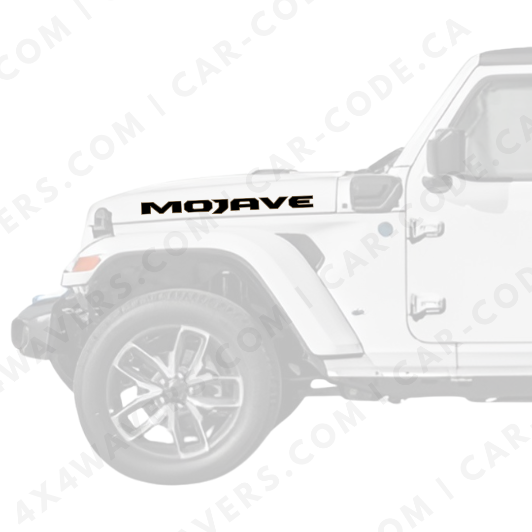 4x4wavers Decal Sticker Kit for Hood Sides – Mojave Style Vinyl Car Decals compatible with Jeep Wrangler Models –2xDecals – Made in Canada - 4X4 WAVERS