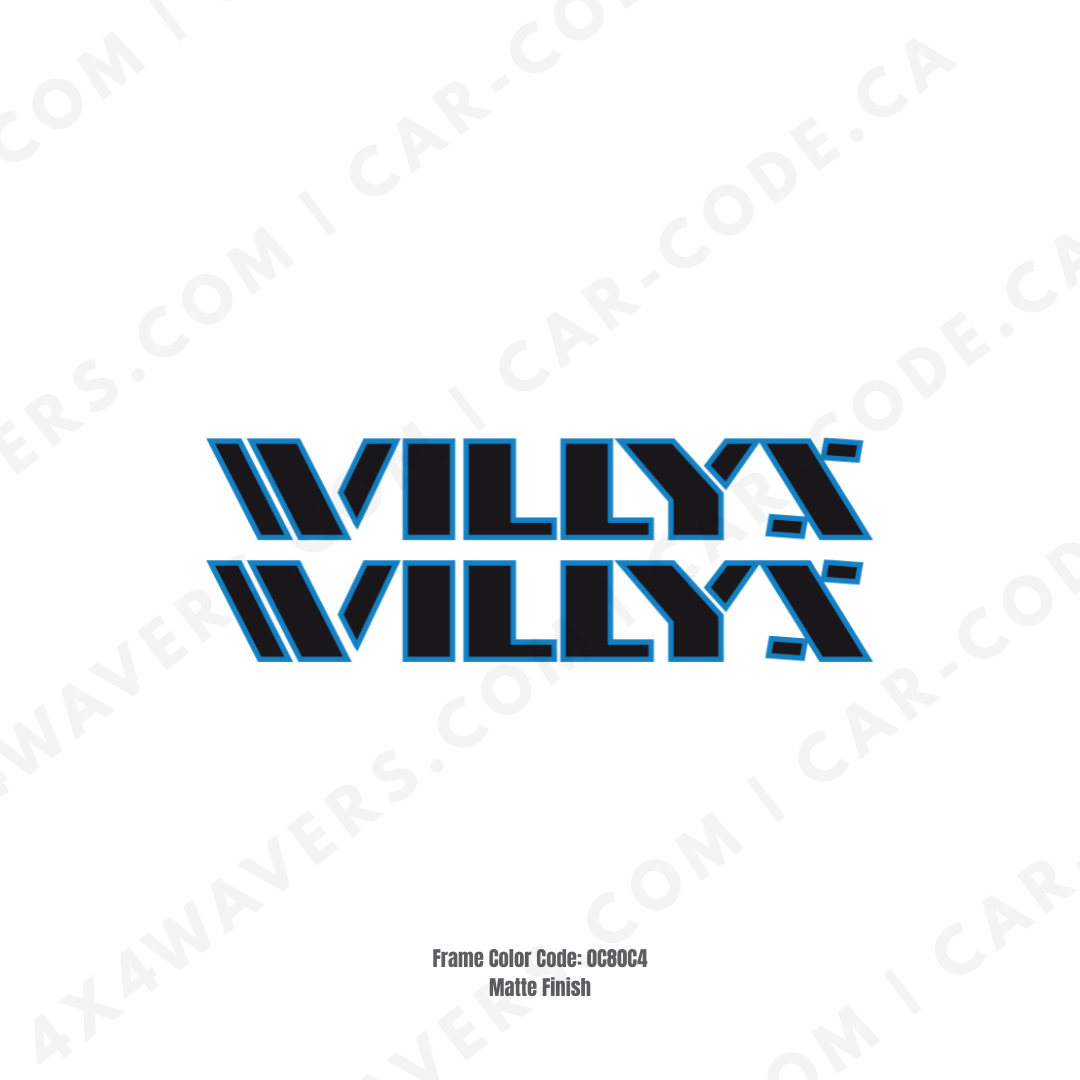 4x4wavers Willys Style Decal Sticker Kit for Hood Sides – Vinyl Car Decals for Jeep Wrangler Models – 2x Willys Decals – Made in Canada - 4X4 WAVERS