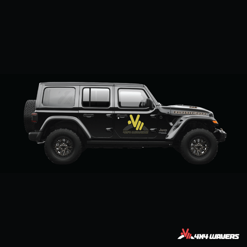 4x4wavers Official Logo Sticker Decal Decoration for Side Door and Hood (2 Decals) - Be a waver Style (Yellow) - 4X4 WAVERS