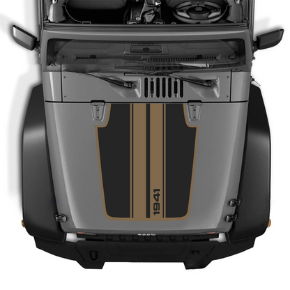 Kit d'autocollants 4x4wavers pour capot JK STRIPE style 1941 – Autocollants en vinyle pour modèles Jeep Wrangler – Fabriqué au Canada