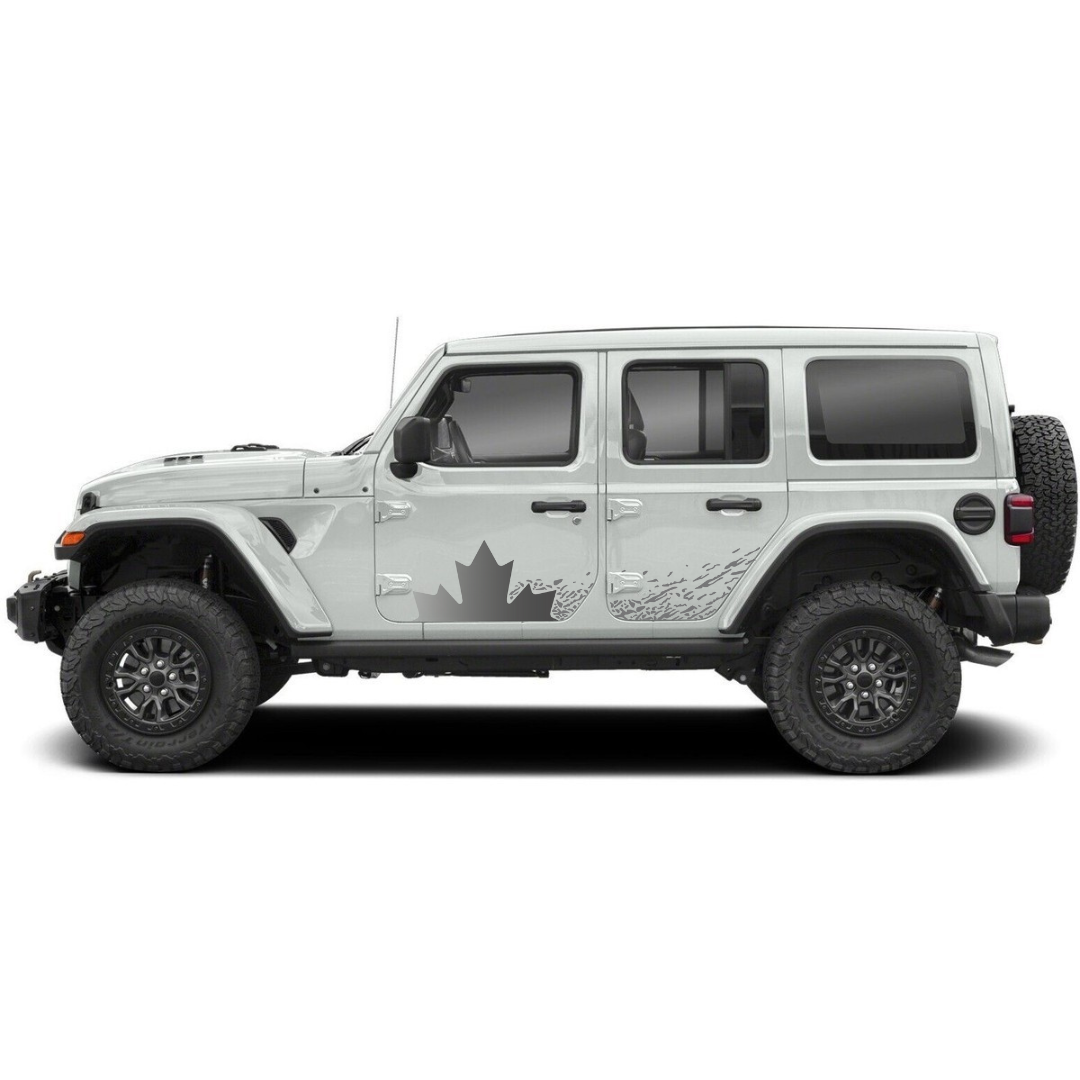 Maple Leaf Trail Splash Rocker Decal Kit – Wrangler JKU (2007–2018) / JLU (2018–2025) – Blue or Grey – Printed & Matte-Laminated 3M Vinyl