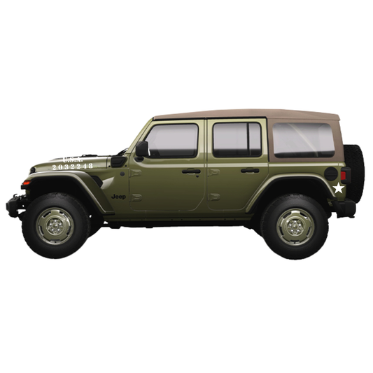 CARCODE Hood and Body Decal Kit - Military Star & Stencil - For Jeep Wrangler Models - White Vinyl