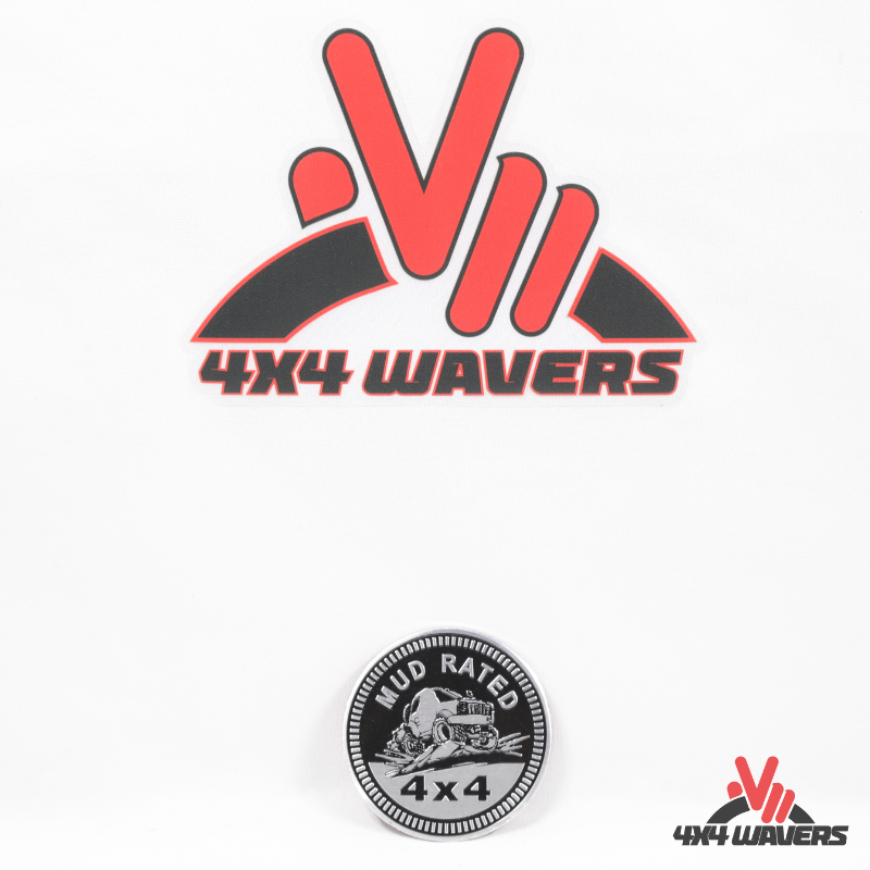 4x4wavers Offroad 4X4 Rated Aluminum Badge Decal, 4X4 3D Emblem - Mud Rated Style Design - 4X4 WAVERS