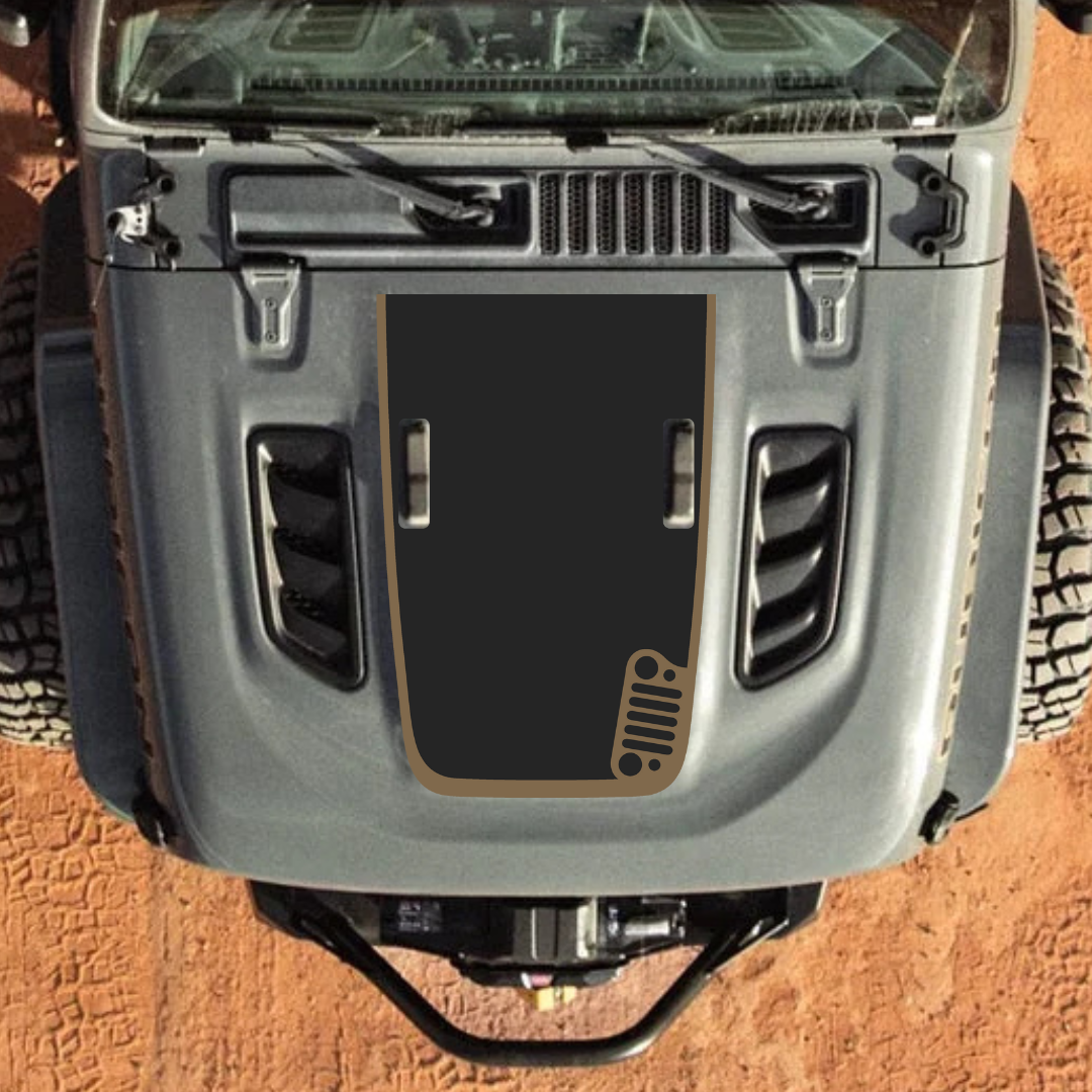 CARCODE Hood Decal/Sticker - Cj Style Kit – for JL/JLU/JT/4XE Rubicon Hood – Made in Canada - 4X4 WAVERS