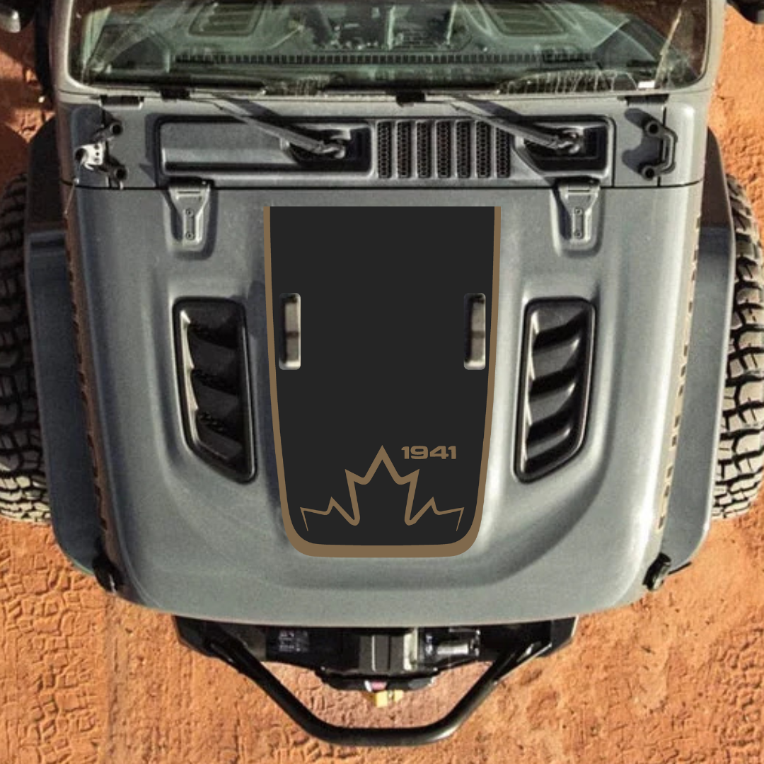 CARCODE Hood Decal Sticker – CANADA 1941 Style Kit – for JL/JLU/JT/4XE Rubicon Hood – Made in Canada - 4X4 WAVERS