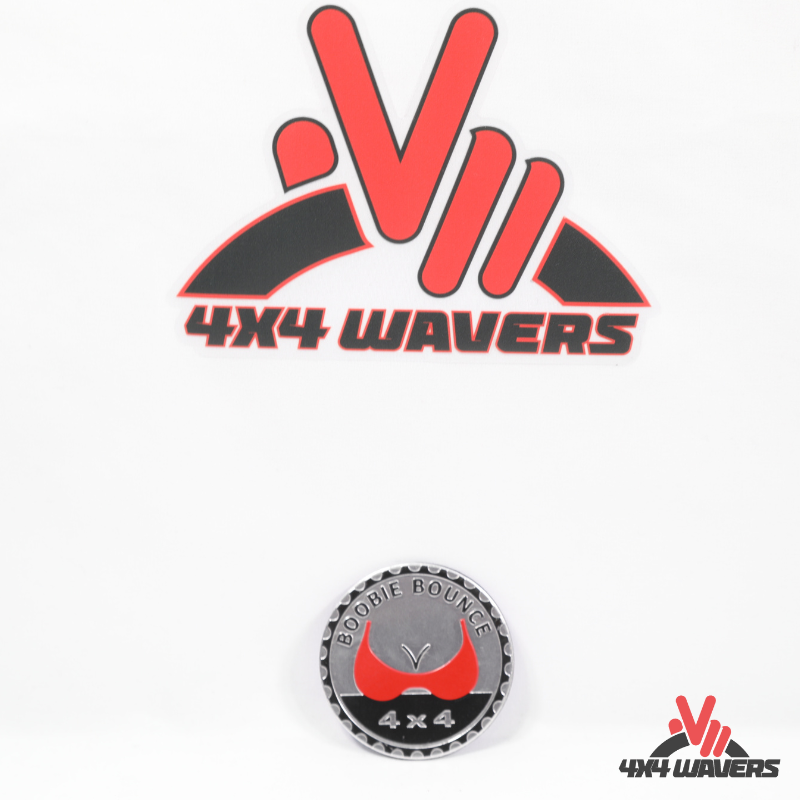 4x4wavers Offroad 4X4 Rated Aluminum Badge Decal, 4X4 3D Emblem - Boobie Bounce Rated Style Design - 4X4 WAVERS