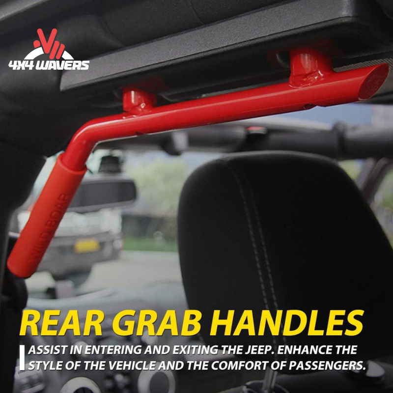 4x4wavers Metal Rear Grab Handle Kit (Red Color) - 4X4 WAVERS