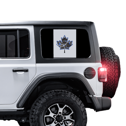 Canada Rear Side Window Flag Decal (Collage Maple Leaf) for Wrangler JL/JLU/JK/JKU/4xe – HARDTOP ONLY – Black/Grey – 3M Printed + Matte Lam
