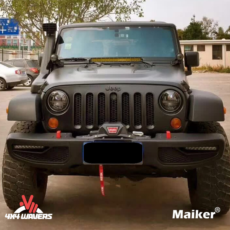 4x4wavers Front Bumper - Advanced Flat Style with lights - 4X4 WAVERS